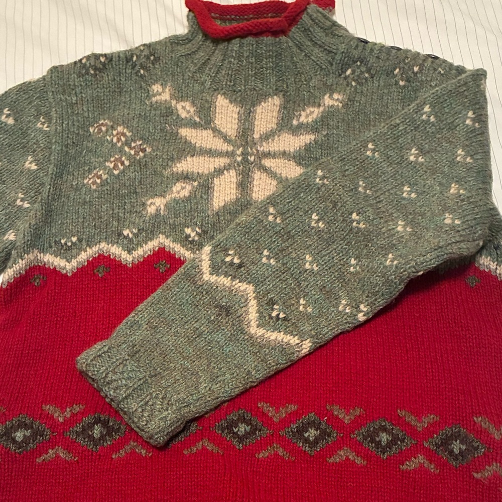 Vintage Ralph Lauren Red and Green Knit Sweater EUC